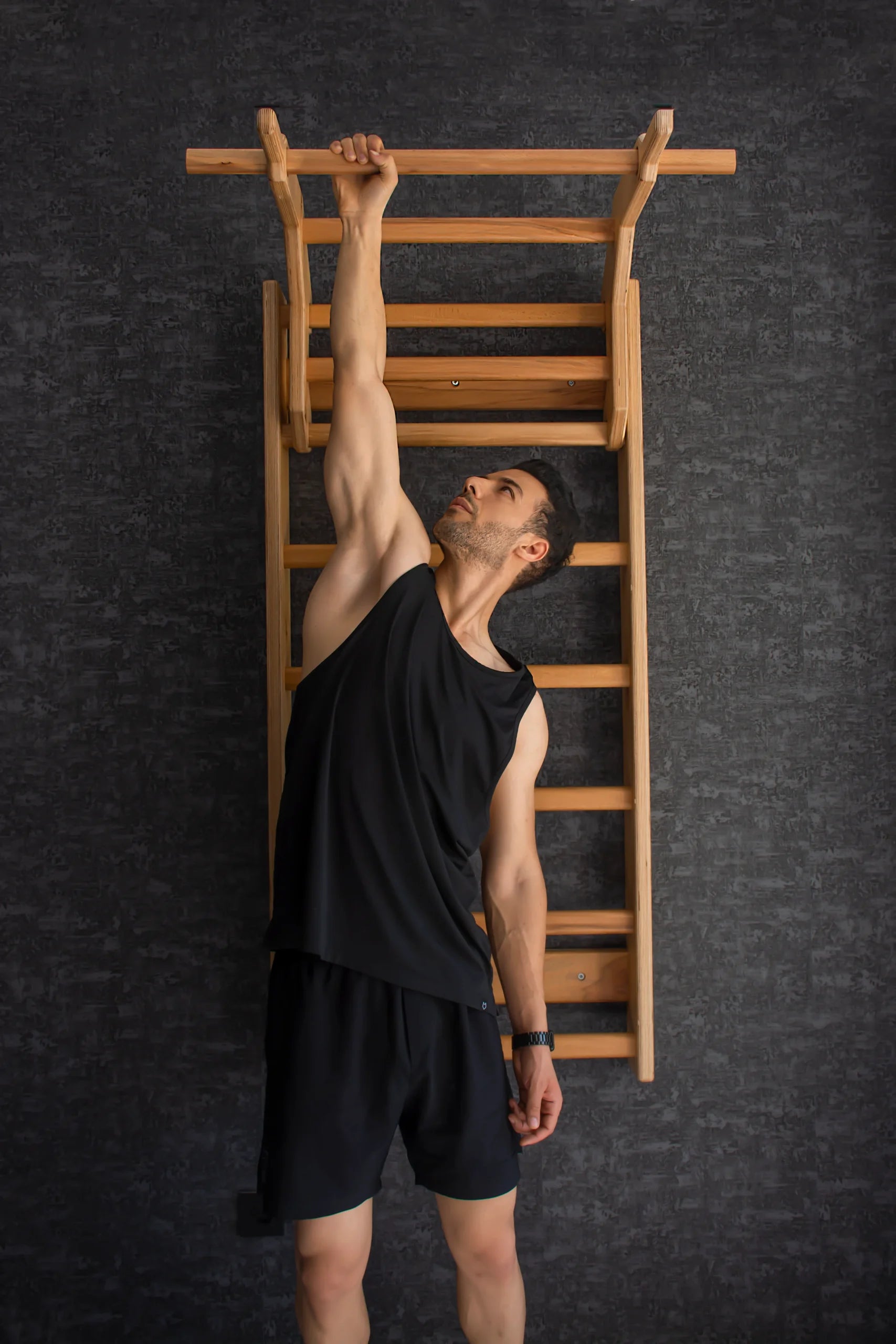 Doğal Ahşap İsveç Duvarı & Barfiks Ünitesi (120×70 cm) Doğal Verniksiz