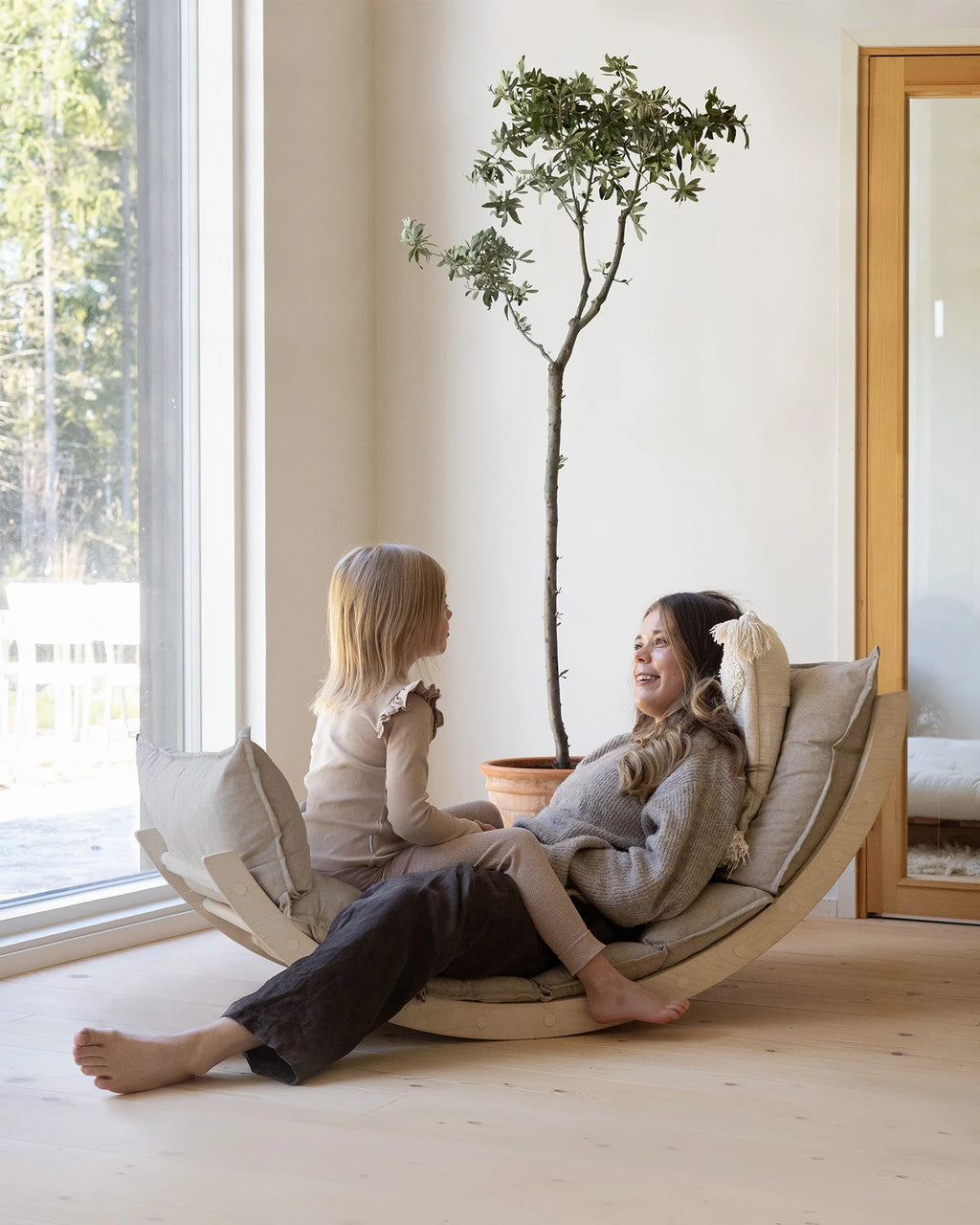 🌿 Doğal Ahşap Denge Tahtası – Minder Dahil | Yetişkin ve Çocuklar İçin