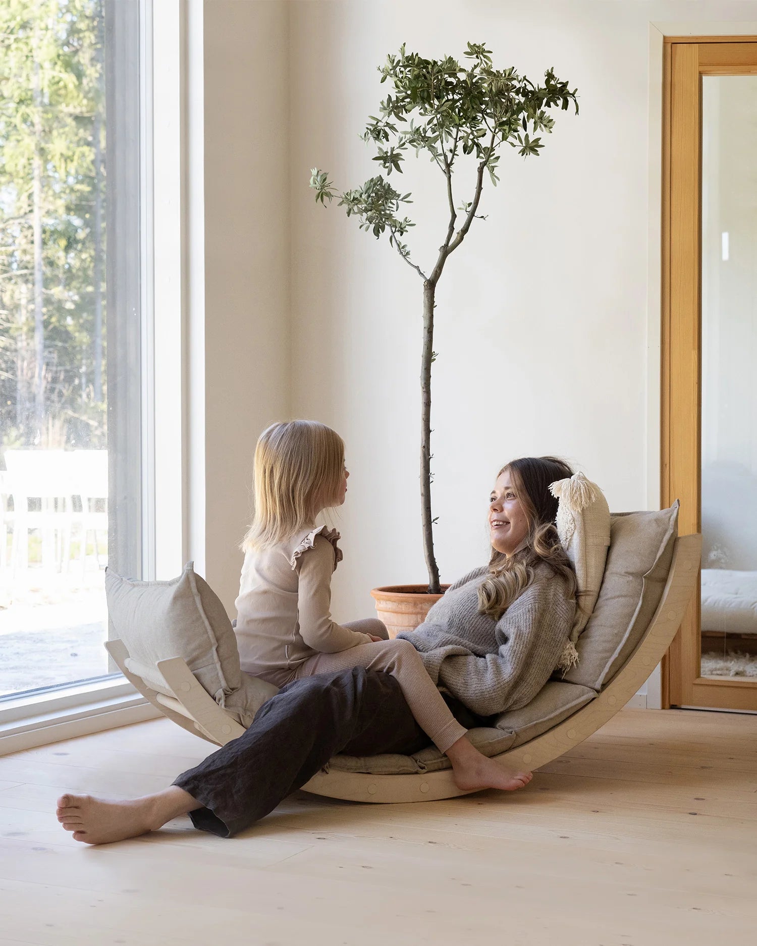 🌿 Doğal Ahşap Denge Tahtası – Minder Dahil | Yetişkin ve Çocuklar İçin