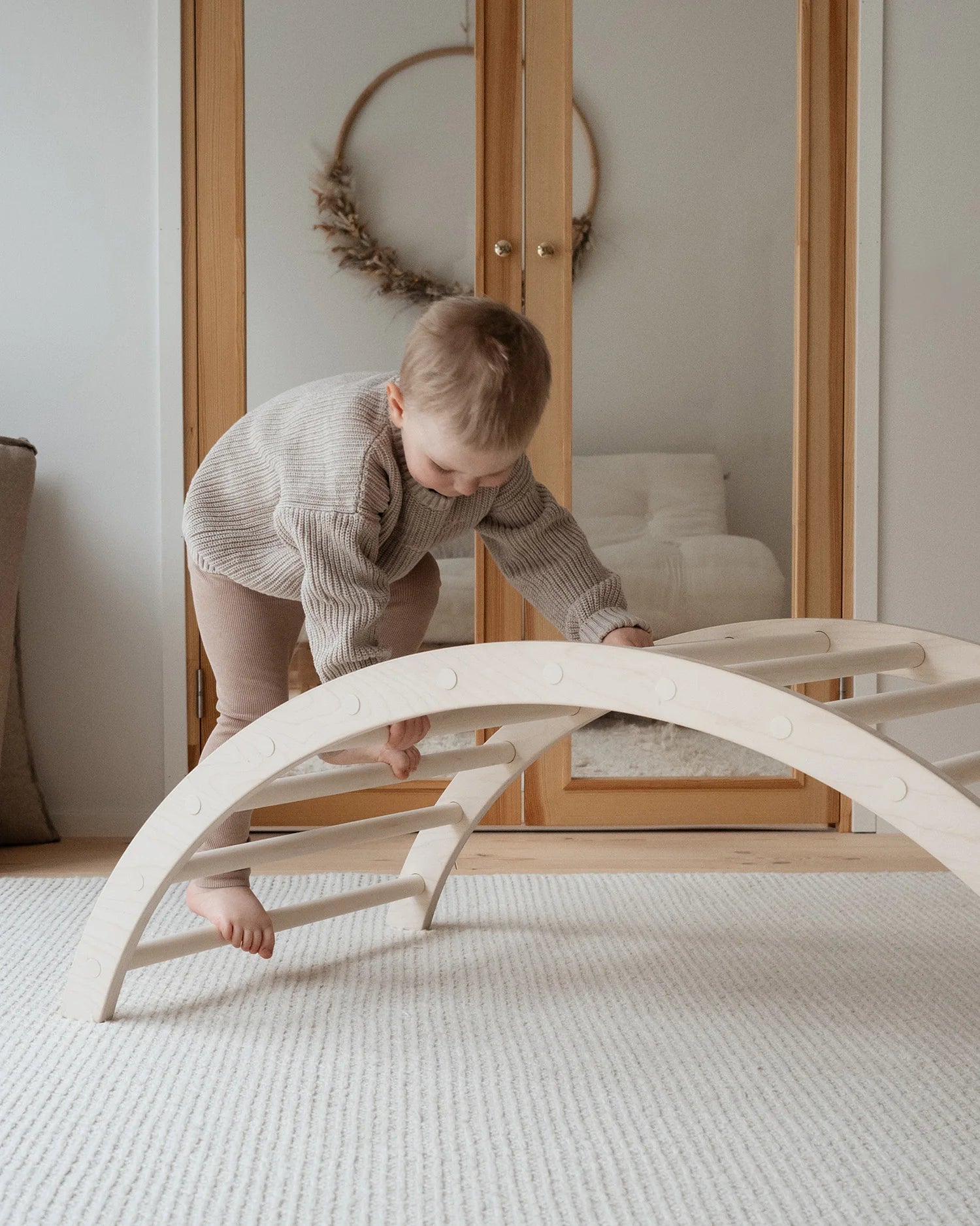 🌿 Doğal Ahşap Denge Tahtası – Minder Dahil | Yetişkin ve Çocuklar İçin