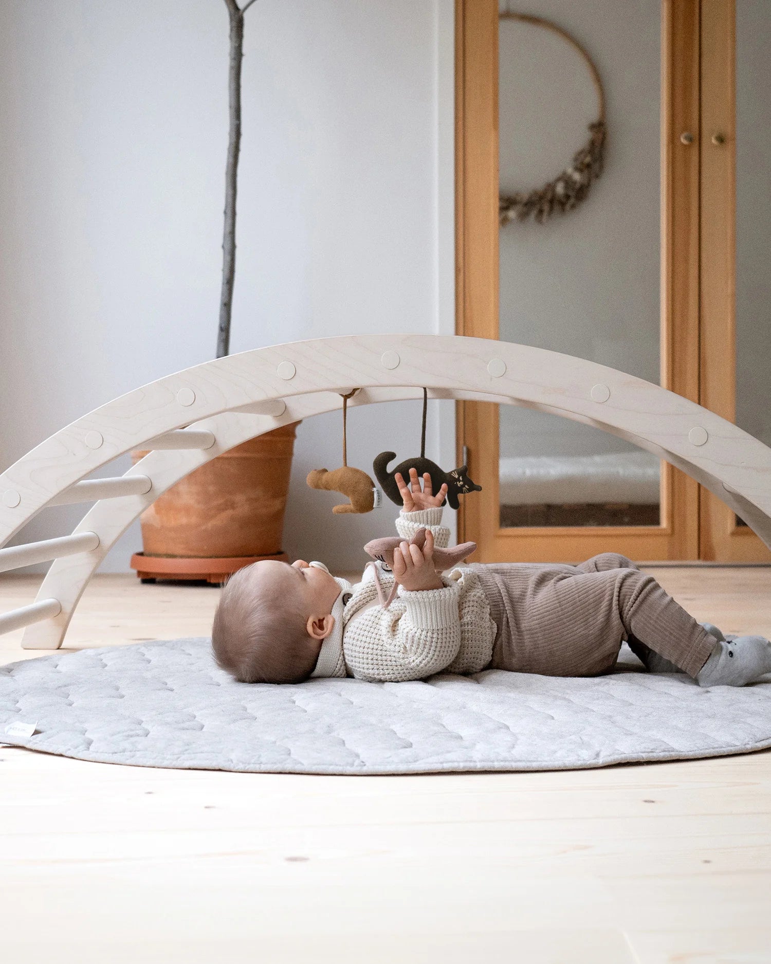 🌿 Doğal Ahşap Denge Tahtası – Minder Dahil | Yetişkin ve Çocuklar İçin